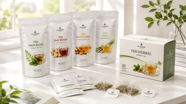 Al Manar Herbafit siap menjadi mitra maklon teh herbal Anda, mulai dari konsultasi awal, formulasi produk, pengurusan BPOM, hingga kemasan custom yang mencerminkan identitas brand Anda sepenuhnya. Jangan ragu berkonsultasi secara gratis dan mulai wujudkan produk teh herbal impian Anda bersama kami.