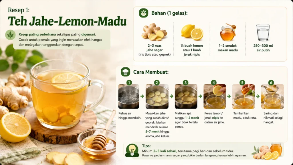 Resep 1: Teh Jahe-Lemon-Madu